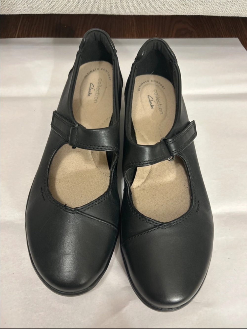 Clarks Black Mary Jane Strapped Flats